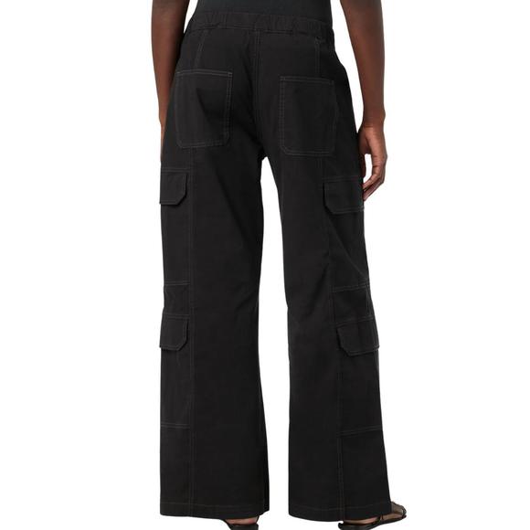 NEW HUDSON drawstring parachute wide leg cargo pant in black